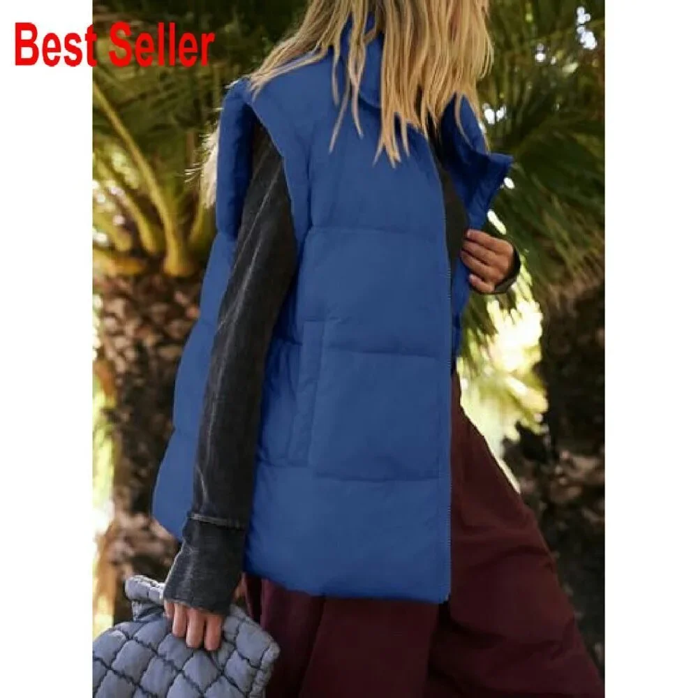 Oversized Puffer Vest Stand Collar Insulated Padded Jacket Chic Winter Style